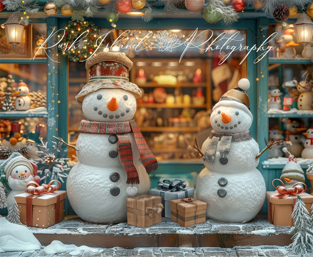 Kate Happy Snowman Shop Backdrop Winter Christmas Designed by Laura Bybee - Kate Backdrop AU