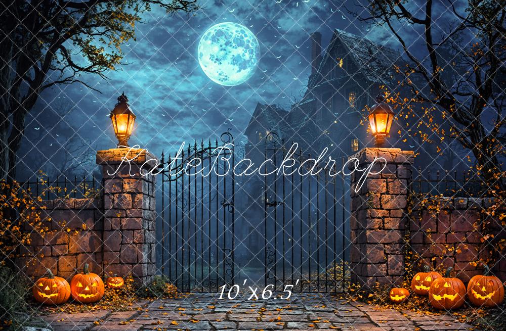 Kate Halloween Moon Castle Pumpkin Backdrop Designed by Emetselch - Kate Backdrop AU