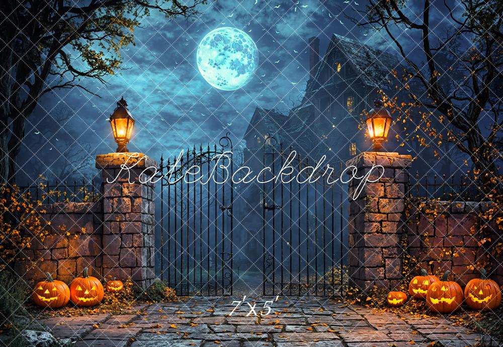 Kate Halloween Moon Castle Pumpkin Backdrop Designed by Emetselch - Kate Backdrop AU