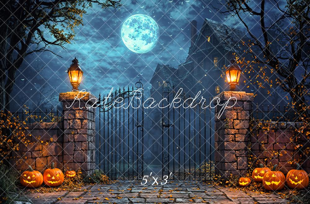 Kate Halloween Moon Castle Pumpkin Backdrop Designed by Emetselch - Kate Backdrop AU