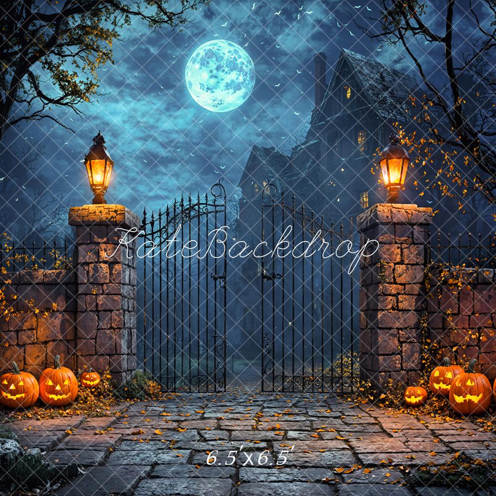 Kate Halloween Moon Castle Pumpkin Backdrop Designed by Emetselch - Kate Backdrop AU