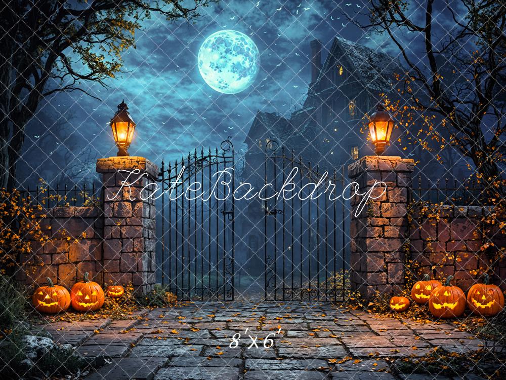 Kate Halloween Moon Castle Pumpkin Backdrop Designed by Emetselch - Kate Backdrop AU
