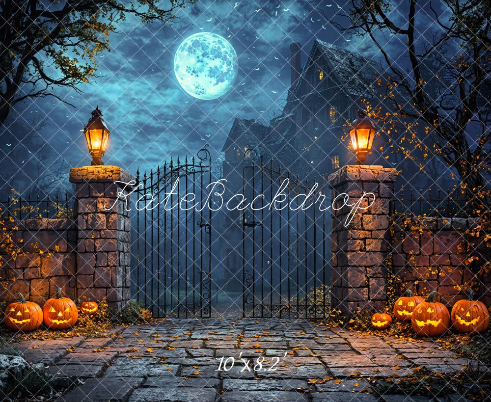 Kate Halloween Moon Castle Pumpkin Backdrop Designed by Emetselch - Kate Backdrop AU
