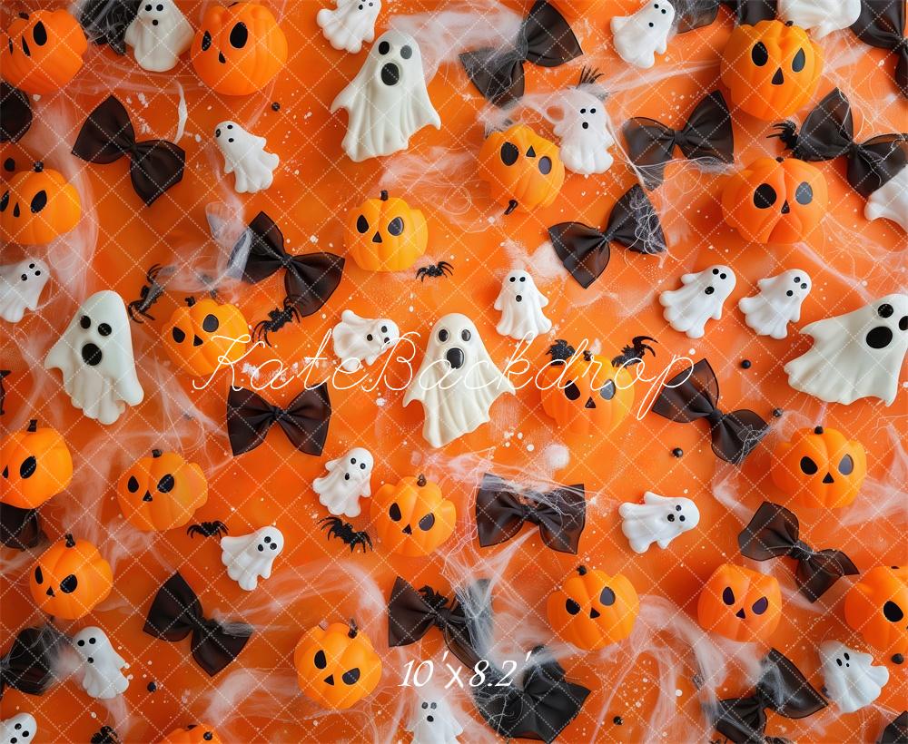 Kate Festive Halloween Pumpkins Ghosts Backdrop Designed by Patty Robert - Kate Backdrop AU