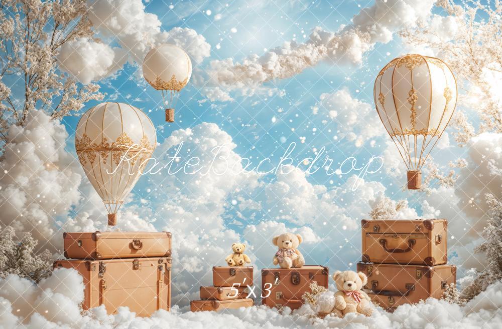Kate Hot Air Balloons Clouds Travel Sky Backdrop Designed by Emetselch - Kate Backdrop AU