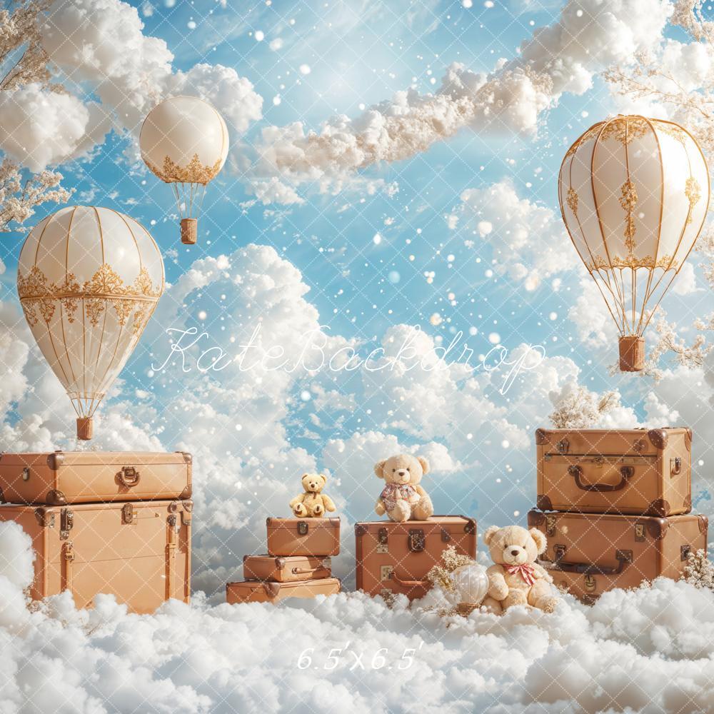 Kate Hot Air Balloons Clouds Travel Sky Backdrop Designed by Emetselch - Kate Backdrop AU