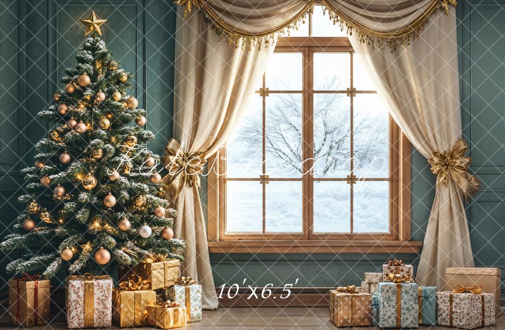 Kate Christmas Tree Window Curtains Gifts Backdrop Designed by Emetselch - Kate Backdrop AU