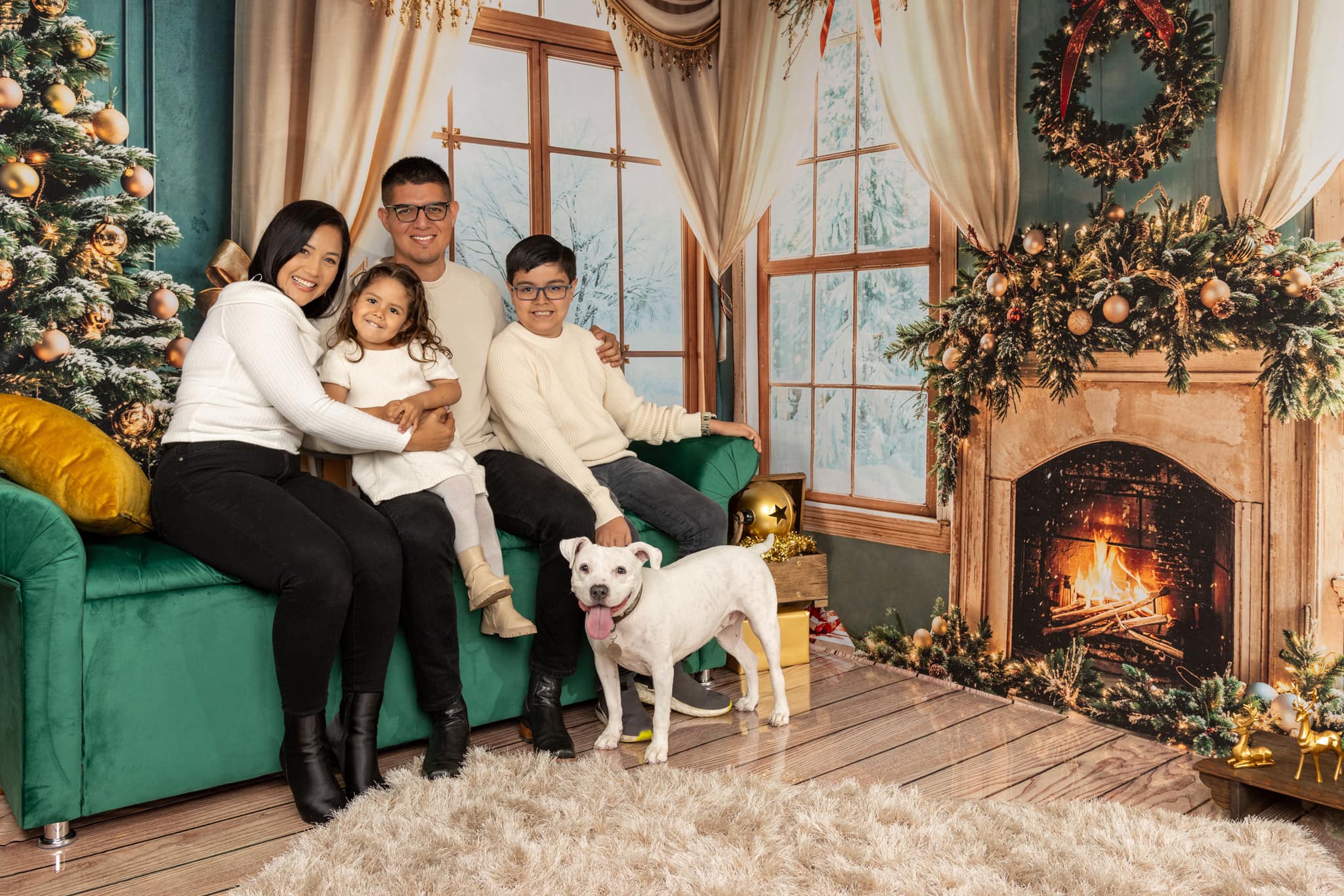 Kate Christmas Fireplace Gifts Window Room Set(8ftx8ft&10ftx8ft&8ftx10ft) - Kate Backdrop AU