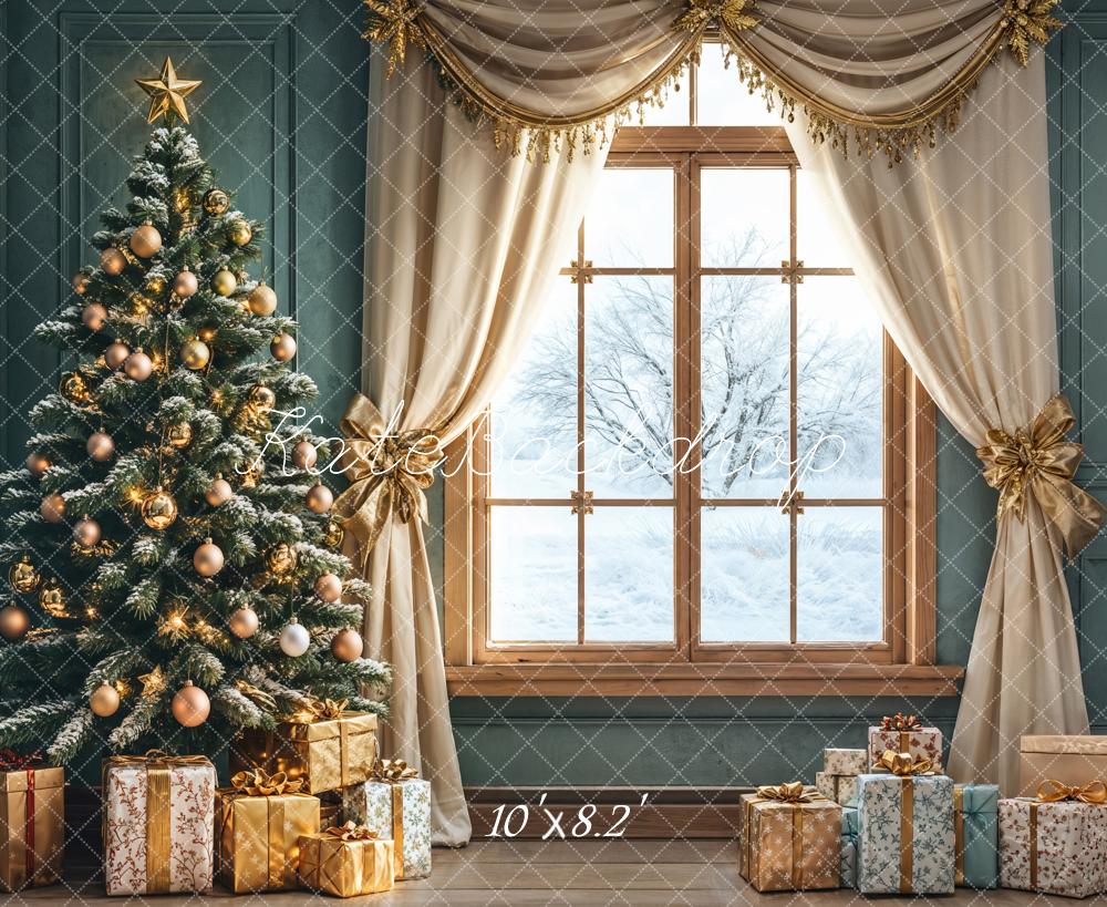 Kate Christmas Tree Window Curtains Gifts Backdrop Designed by Emetselch - Kate Backdrop AU