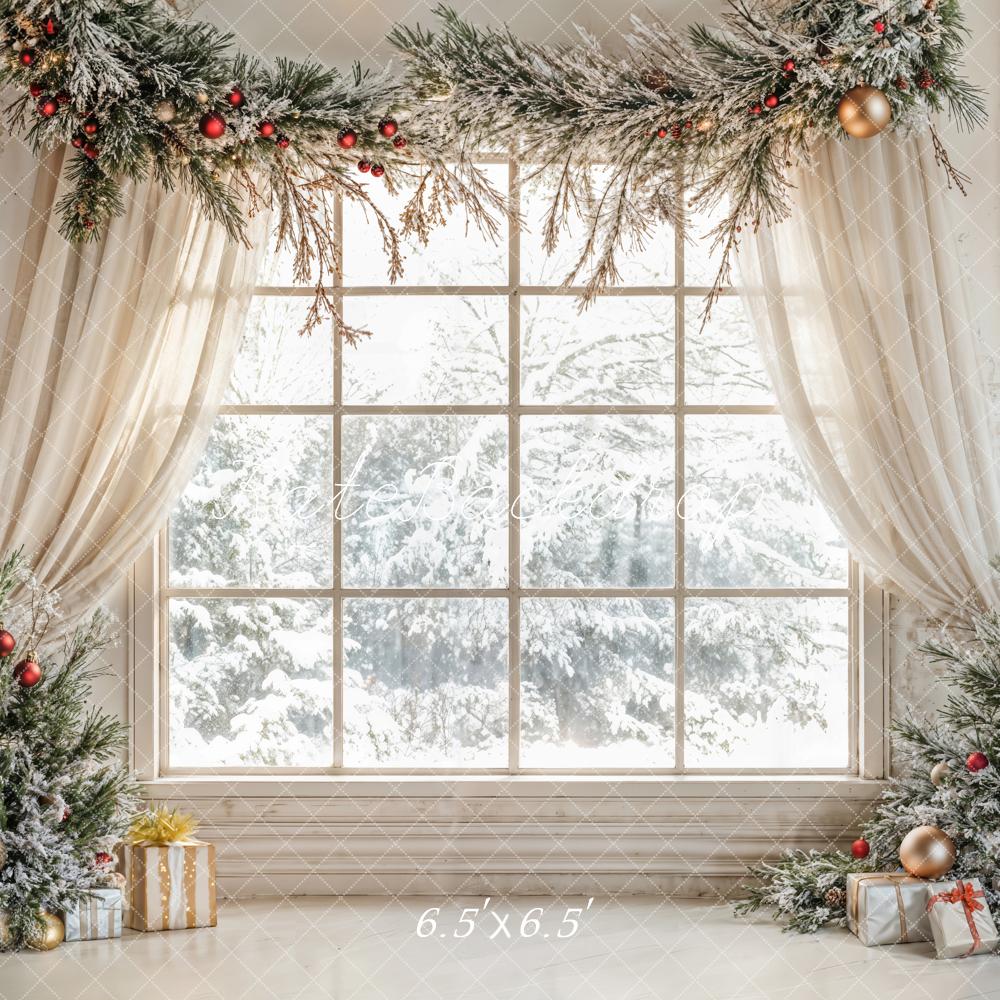 Kate Christmas Tree Window Curtains Backdrop Designed by Emetselch - Kate Backdrop AU