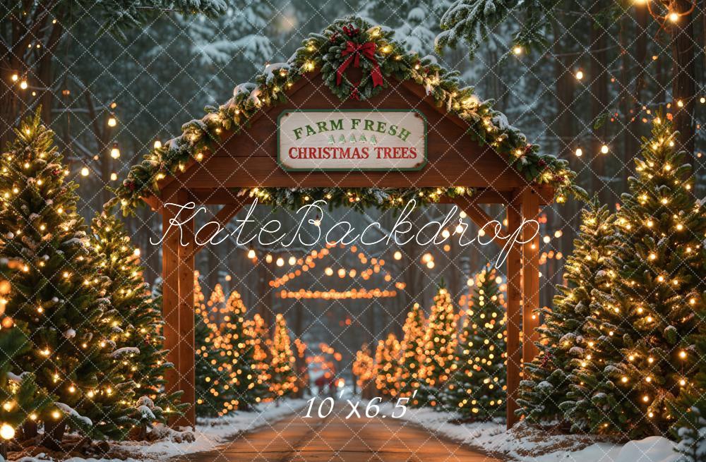 Kate Farm Fresh Christmas Trees Backdrop Bokeh Designed by Emetselch - Kate Backdrop AU