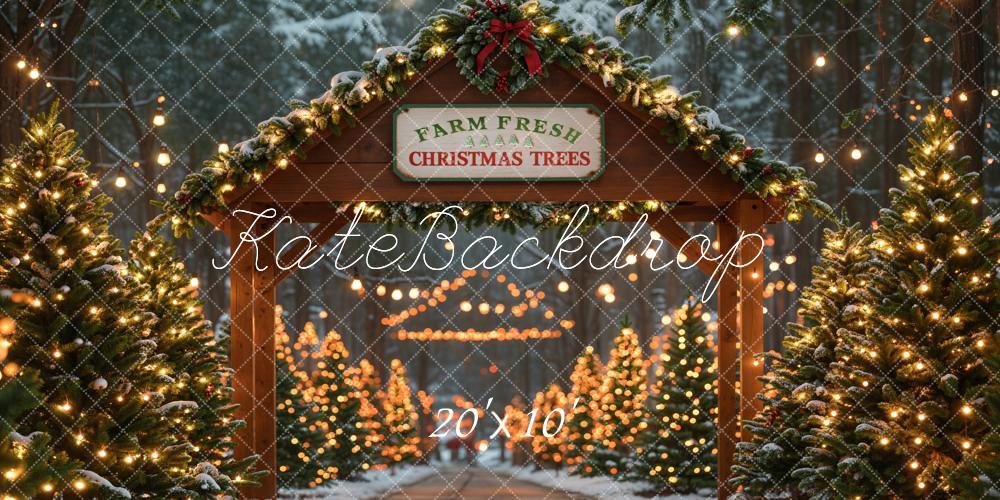 Kate Farm Fresh Christmas Trees Backdrop Bokeh Designed by Emetselch - Kate Backdrop AU