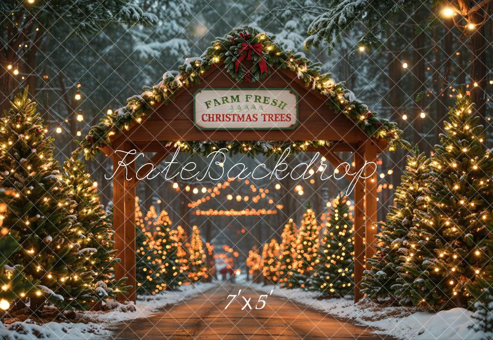 Kate Farm Fresh Christmas Trees Backdrop Bokeh Designed by Emetselch - Kate Backdrop AU