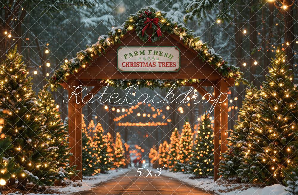 Kate Farm Fresh Christmas Trees Backdrop Bokeh Designed by Emetselch - Kate Backdrop AU