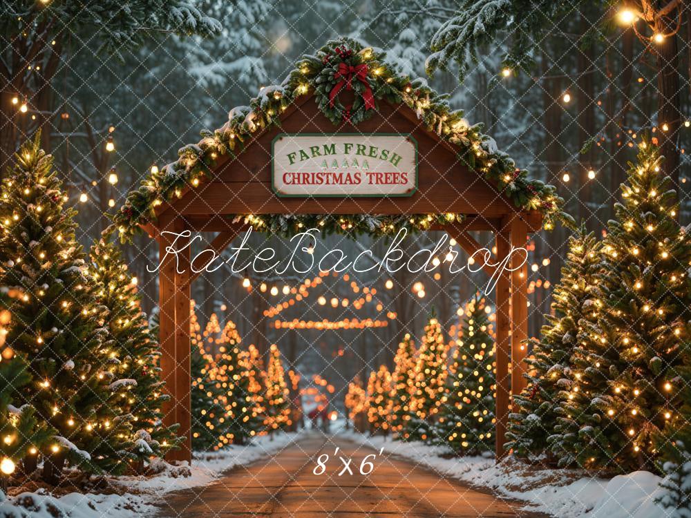 Kate Farm Fresh Christmas Trees Backdrop Bokeh Designed by Emetselch - Kate Backdrop AU