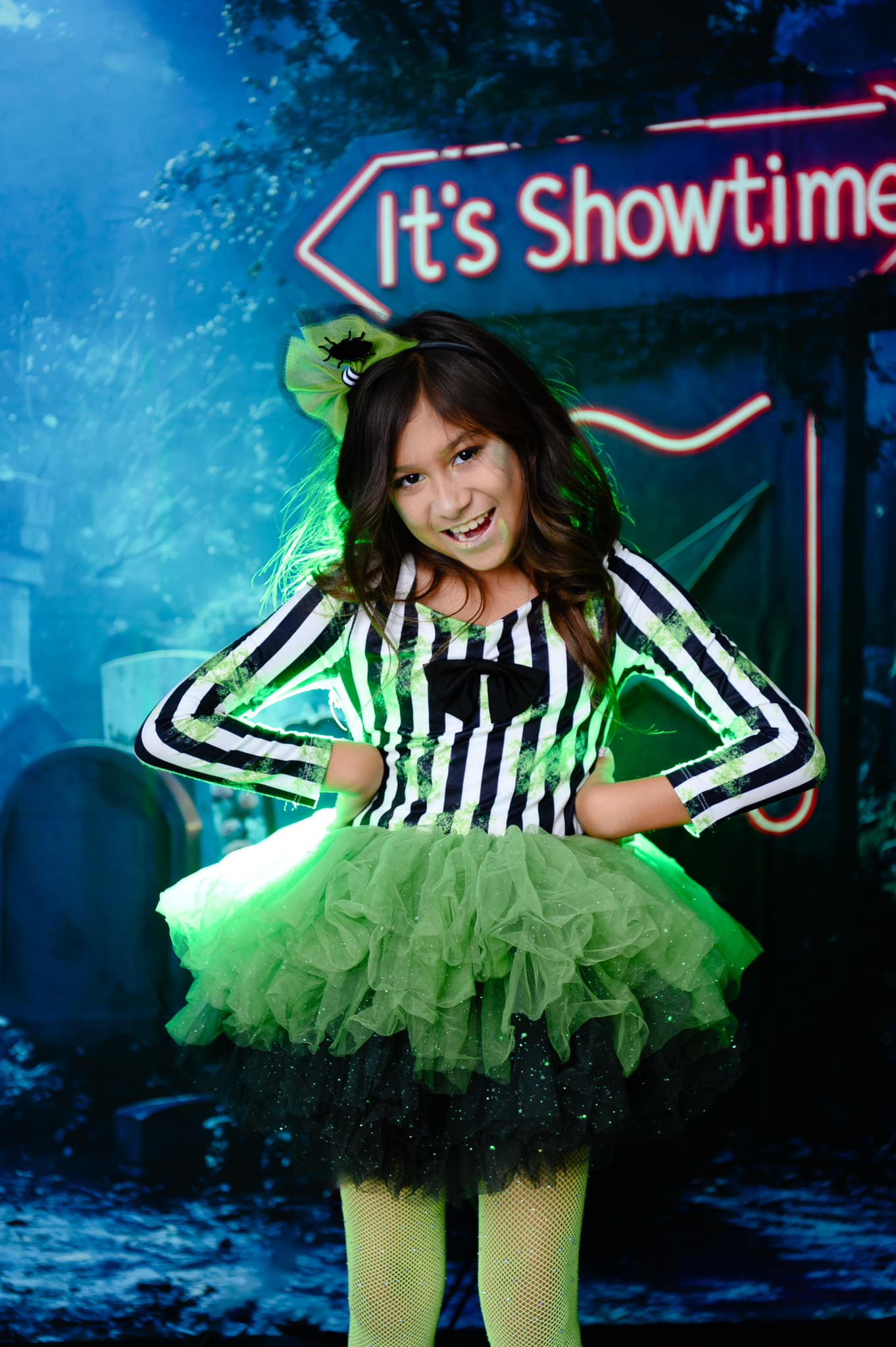 Kate Halloween Backdrop Neon Graveyard Night Designed by Emetselch - Kate Backdrop AU