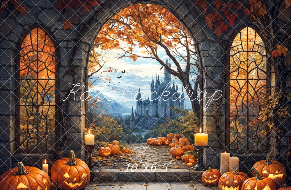 Kate Halloween Pumpkin Arch Castle Backdrop Designed by Emetselch - Kate Backdrop AU