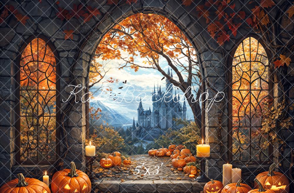 Kate Halloween Pumpkin Arch Castle Backdrop Designed by Emetselch - Kate Backdrop AU