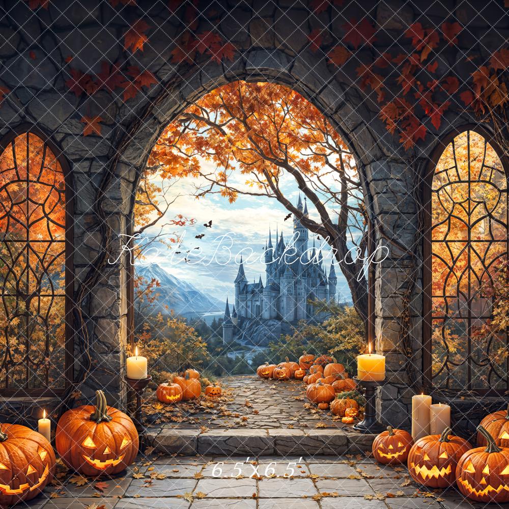 Kate Halloween Pumpkin Arch Castle Backdrop Designed by Emetselch - Kate Backdrop AU