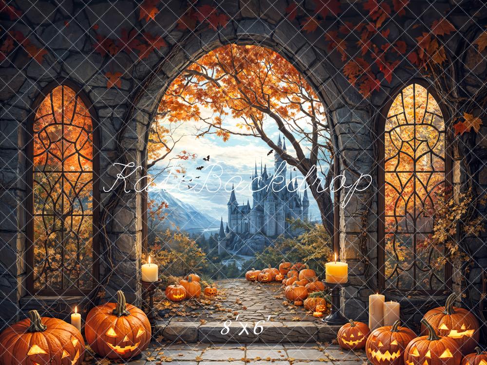 Kate Halloween Pumpkin Arch Castle Backdrop Designed by Emetselch - Kate Backdrop AU