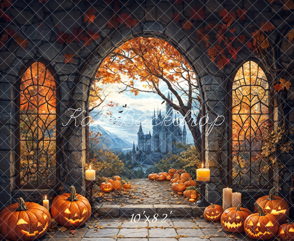 Kate Halloween Pumpkin Arch Castle Backdrop Designed by Emetselch - Kate Backdrop AU