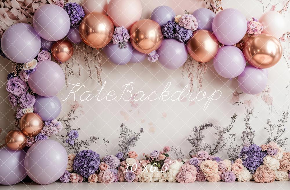 Kate Spring Cake Smash Purple Balloon Backdrop Designed by Emetselch - Kate Backdrop AU