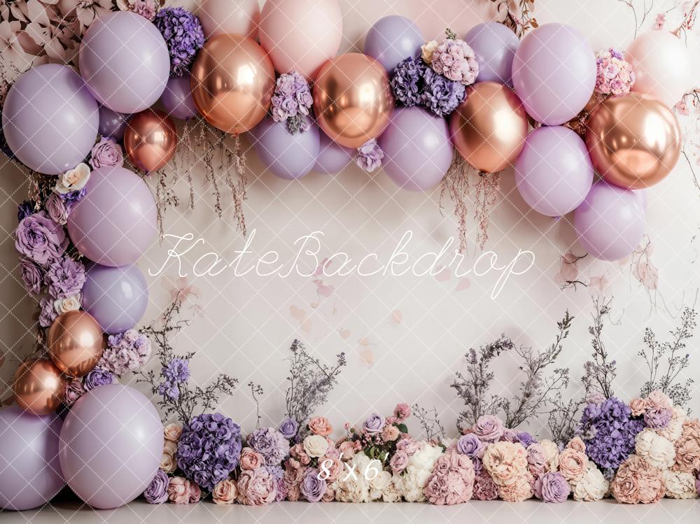 Kate Spring Cake Smash Purple Balloon Backdrop Designed by Emetselch - Kate Backdrop AU