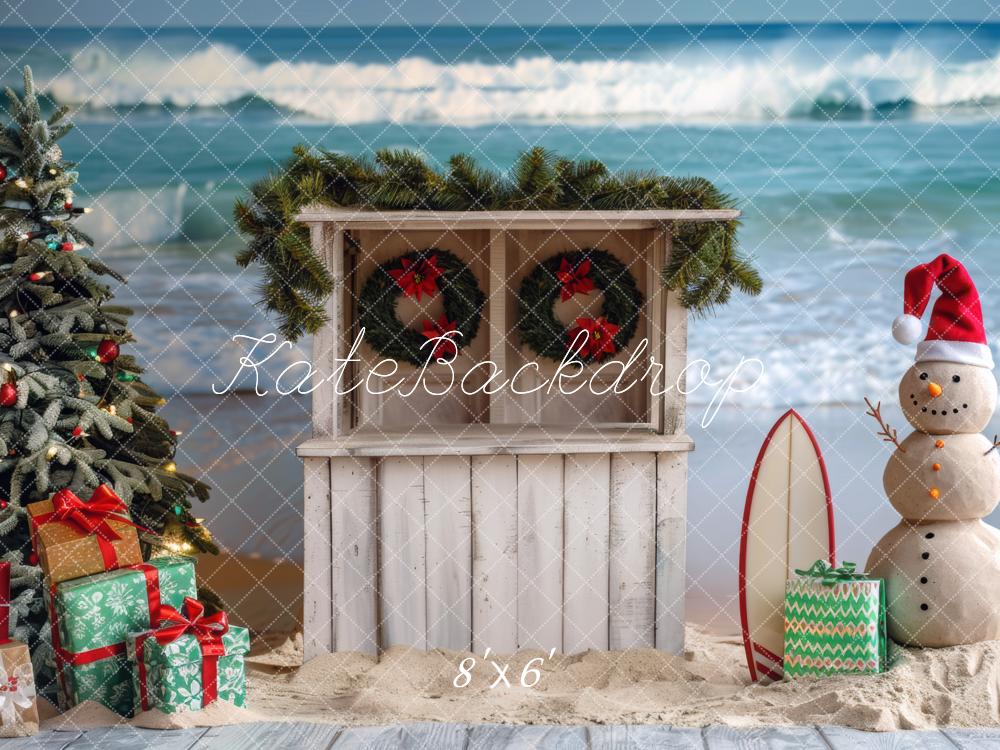Kate Sand Snowman Christmas Backdrop Designed by Mini MakeBelieve - Kate Backdrop AU