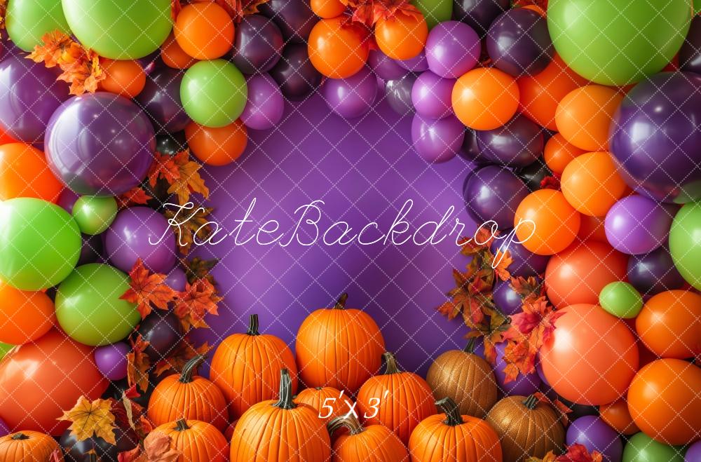 Kate Vibrant Halloween Balloons Pumpkins Backdrop Designed by Patty Robert - Kate Backdrop AU