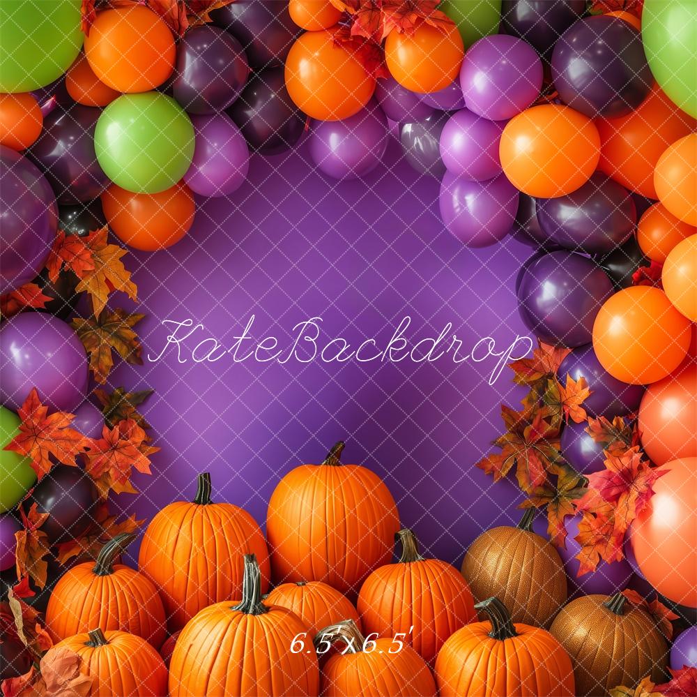 Kate Vibrant Halloween Balloons Pumpkins Backdrop Designed by Patty Robert - Kate Backdrop AU