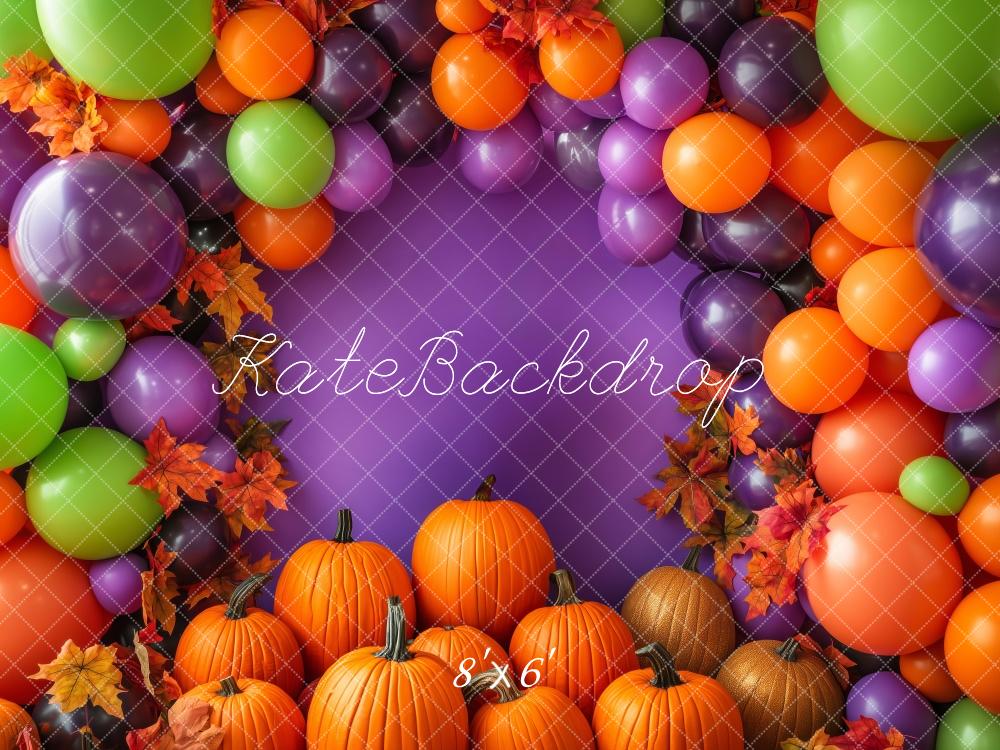 Kate Vibrant Halloween Balloons Pumpkins Backdrop Designed by Patty Robert - Kate Backdrop AU