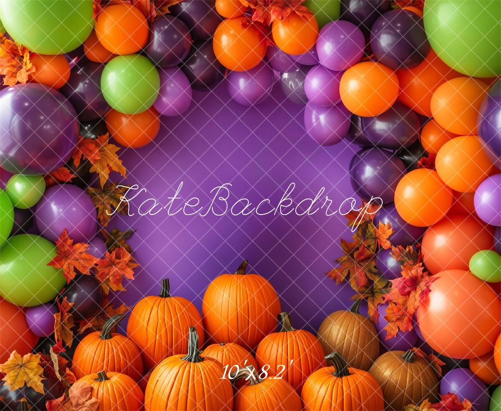 Kate Vibrant Halloween Balloons Pumpkins Backdrop Designed by Patty Robert - Kate Backdrop AU
