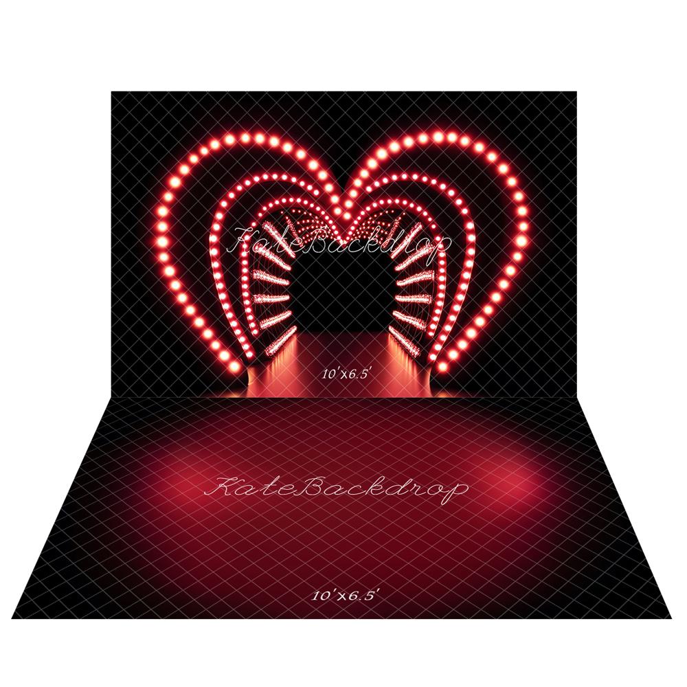 Kate Heart Tunnel Light Backdrop+Red Gradient Abstract Texture Floor Backdrop - Kate Backdrop AU