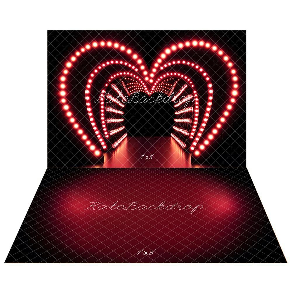Kate Heart Tunnel Light Backdrop+Red Gradient Abstract Texture Floor Backdrop - Kate Backdrop AU
