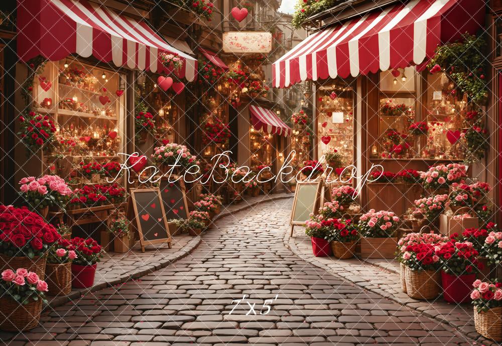 Kate Valentine's Day Flower Shop Street Backdrop Designed by Emetselch - Kate Backdrop AU