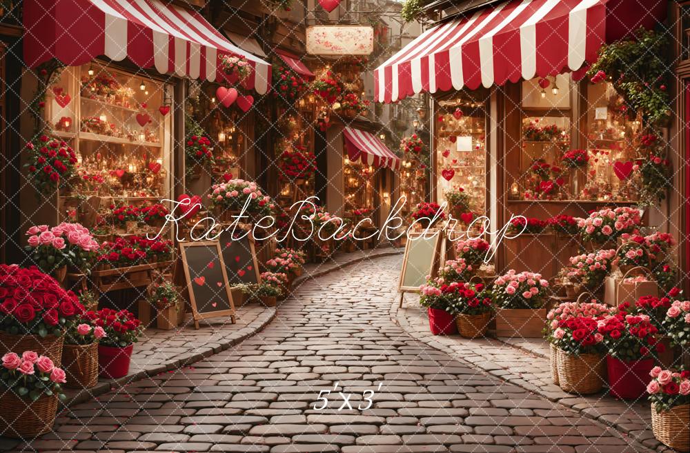 Kate Valentine's Day Flower Shop Street Backdrop Designed by Emetselch - Kate Backdrop AU