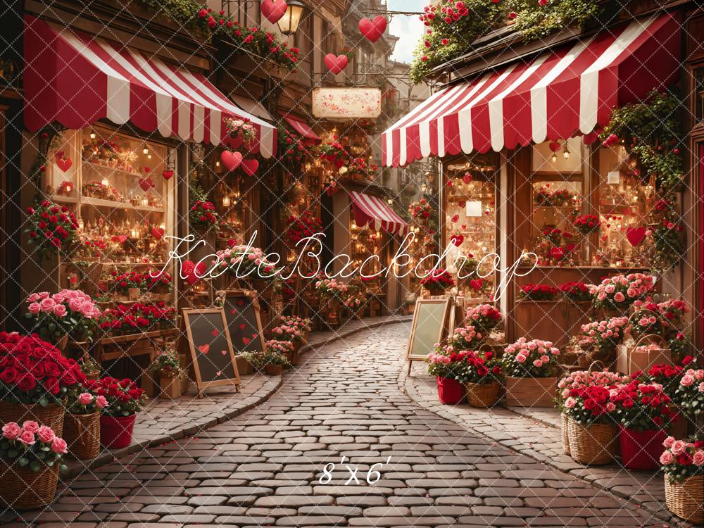 Kate Valentine's Day Flower Shop Street Backdrop Designed by Emetselch - Kate Backdrop AU