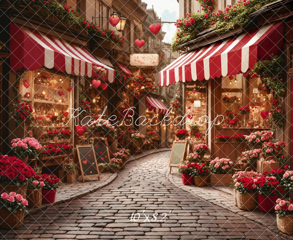 Kate Valentine's Day Flower Shop Street Backdrop Designed by Emetselch - Kate Backdrop AU