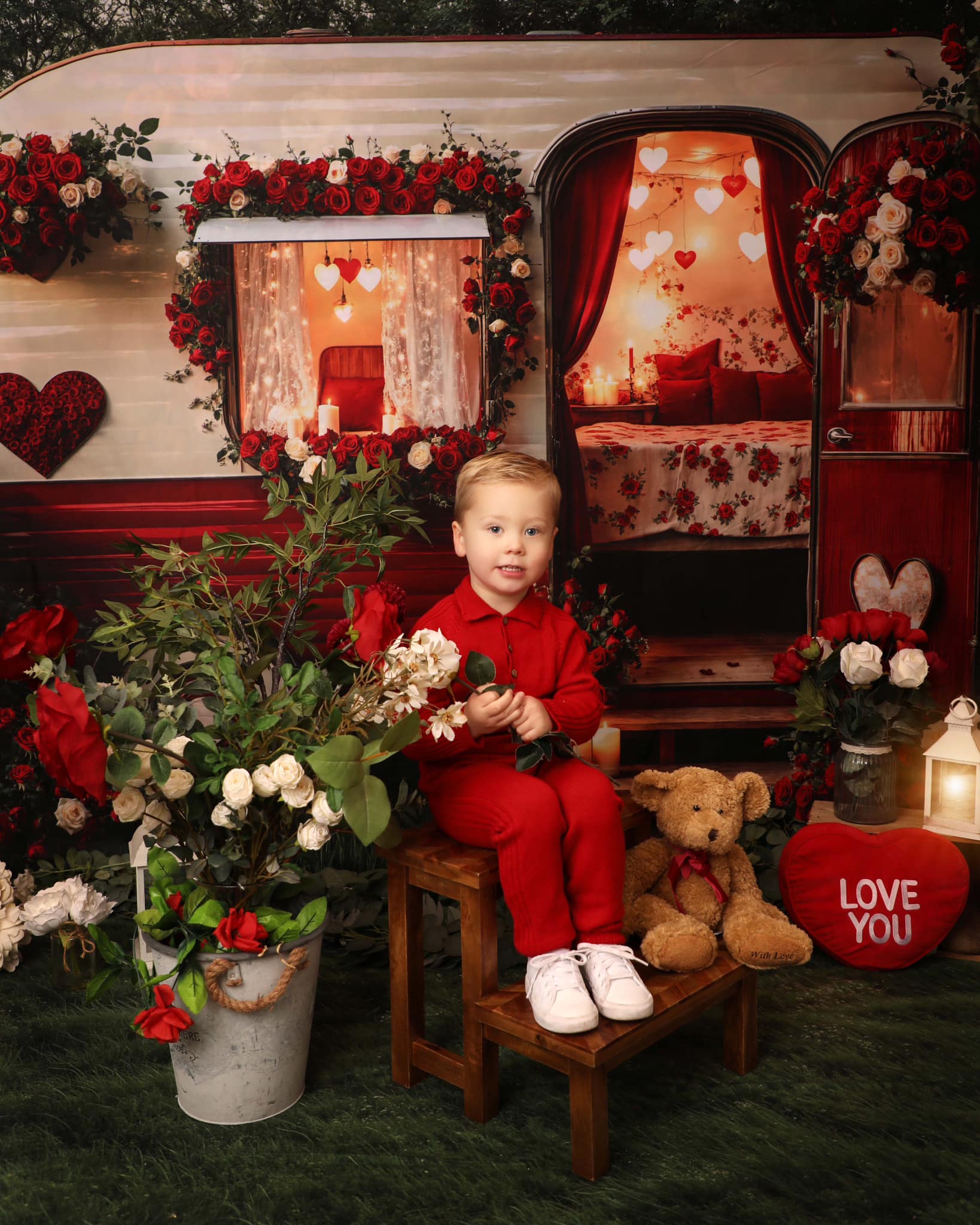 Kate Valentine's Day Romantic Heart Camper Backdrop Designed by Emetselch - Kate Backdrop AU