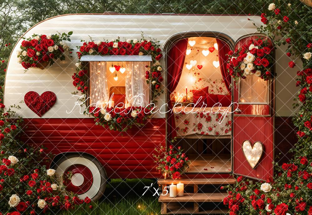Kate Valentine's Day Romantic Heart Camper Backdrop Designed by Emetselch - Kate Backdrop AU