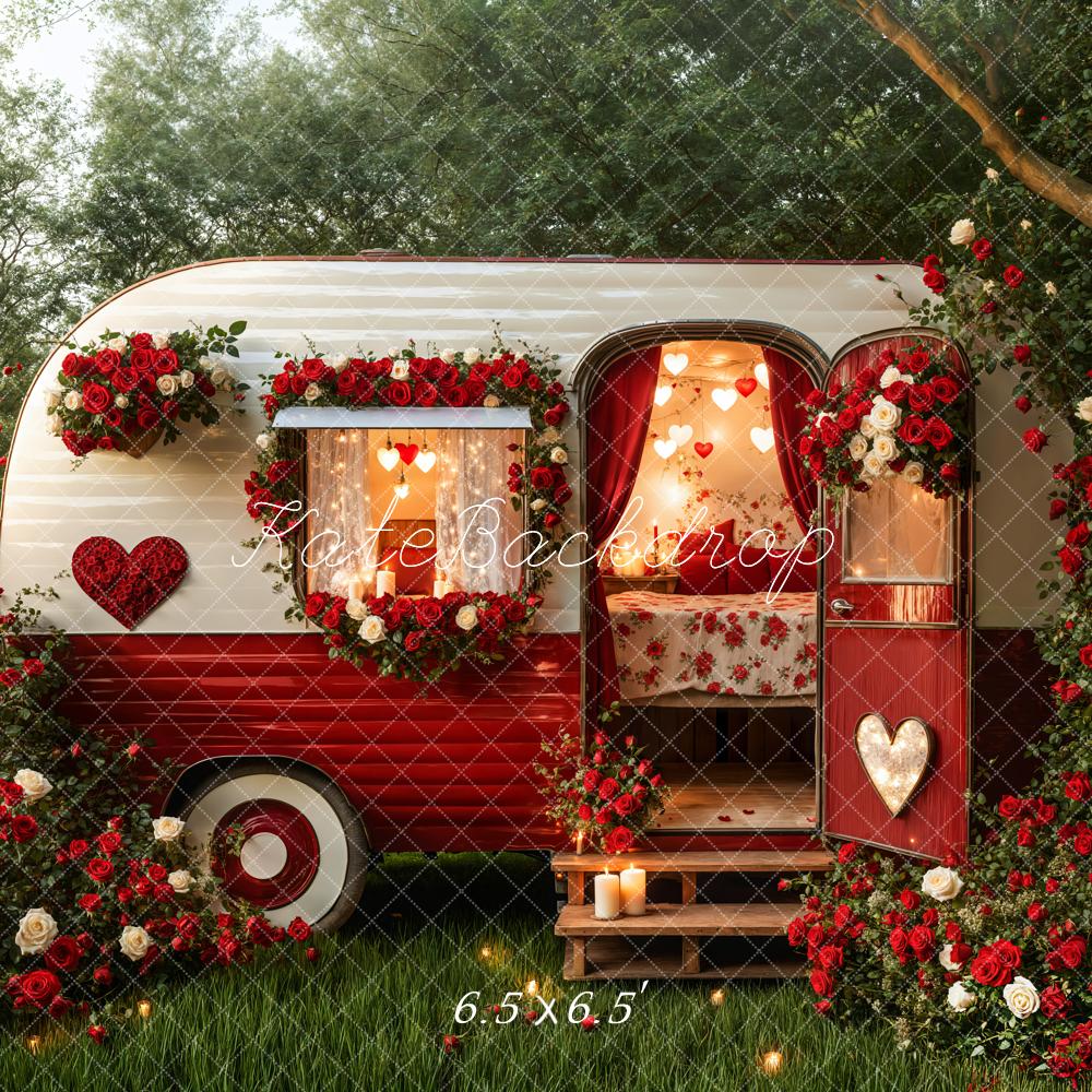 Kate Valentine's Day Romantic Heart Camper Backdrop Designed by Emetselch - Kate Backdrop AU
