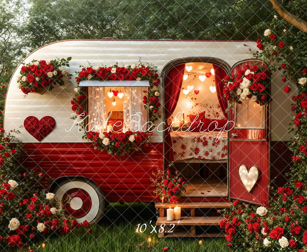 Kate Valentine's Day Romantic Heart Camper Backdrop Designed by Emetselch - Kate Backdrop AU
