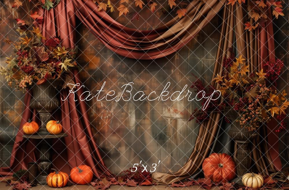 Kate Pumpkin Patch Light Red Drapes Backdrop Designed by Patty Robert - Kate Backdrop AU