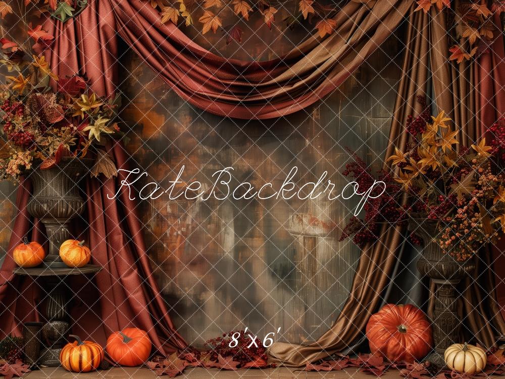 Kate Pumpkin Patch Light Red Drapes Backdrop Designed by Patty Robert - Kate Backdrop AU