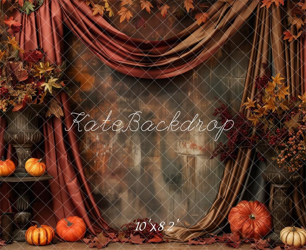 Kate Pumpkin Patch Light Red Drapes Backdrop Designed by Patty Robert - Kate Backdrop AU