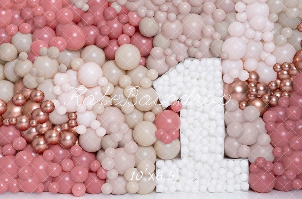 Kate Rose Gold Balloon Wall Backdrop 1st Birthday for Photography Designed by Kerry Anderson - Kate Backdrop AU