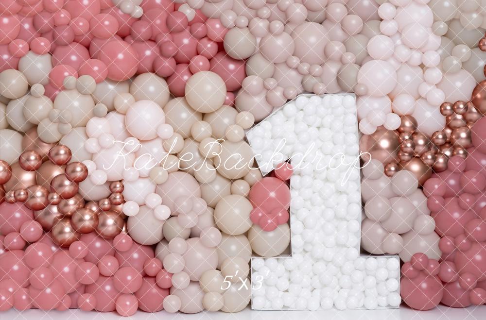Kate Rose Gold Balloon Wall Backdrop 1st Birthday for Photography Designed by Kerry Anderson - Kate Backdrop AU