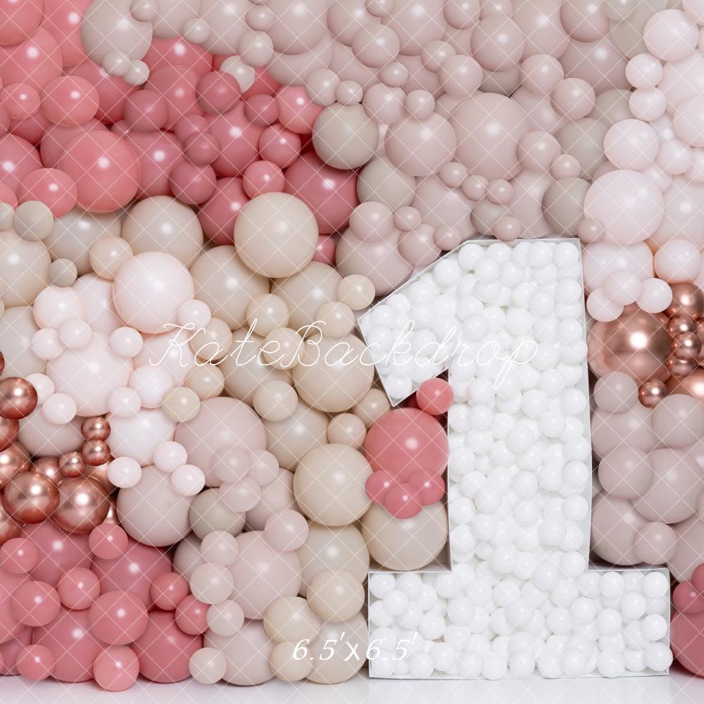Kate Rose Gold Balloon Wall Backdrop 1st Birthday for Photography Designed by Kerry Anderson - Kate Backdrop AU