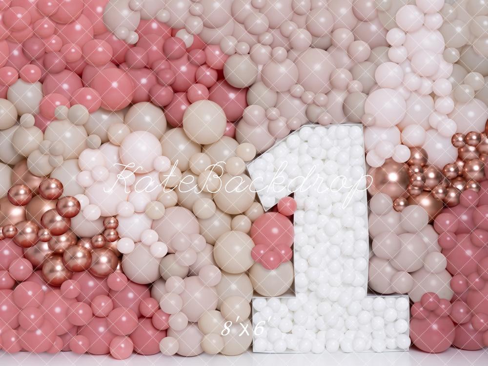 Kate Rose Gold Balloon Wall Backdrop 1st Birthday for Photography Designed by Kerry Anderson - Kate Backdrop AU
