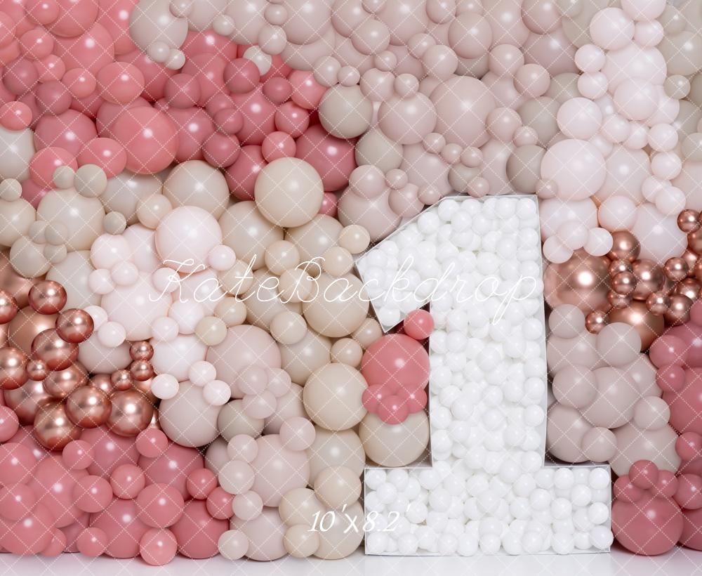 Kate Rose Gold Balloon Wall Backdrop 1st Birthday for Photography Designed by Kerry Anderson - Kate Backdrop AU